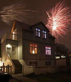 Traditional house in downtown reykjavik on new year's eve
