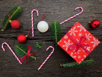 High angle view of christmas decoration