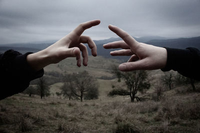 Hands touching each other in romania 