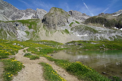 Scenic view of mountains against sky