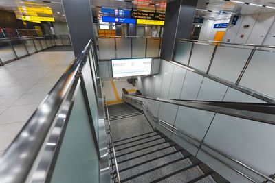 High angle view of escalator