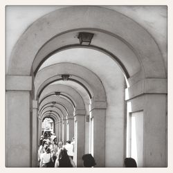 Silhouette of woman in shopping mall