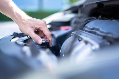 Close-up of hands working