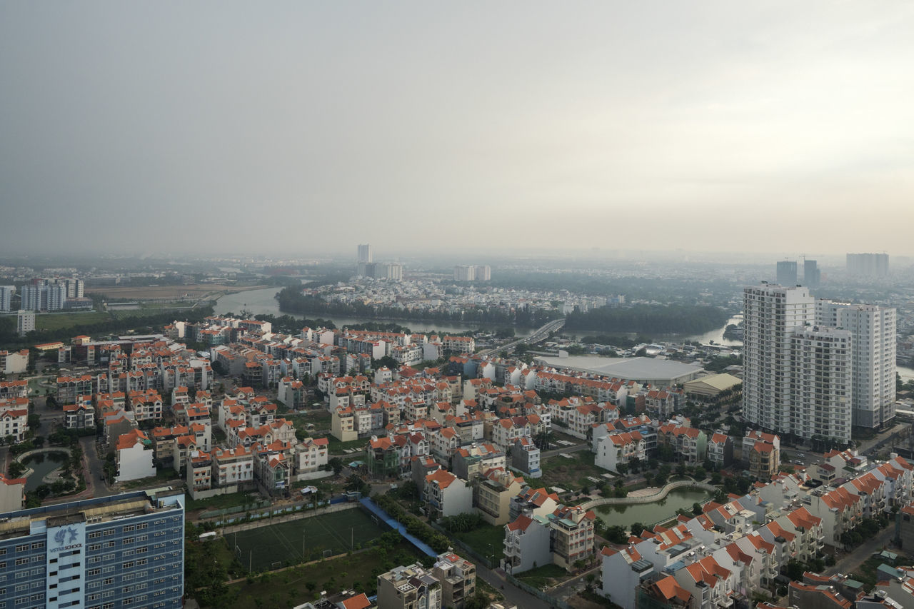 HIGH ANGLE VIEW OF CITYSCAPE