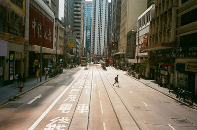 View of city street and buildings