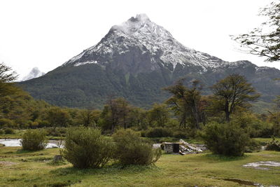 Scenic view of mountains against clear sky