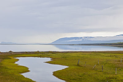 Still fjord landscape in the east of iceland