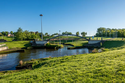 Scenic view of river against clear sky