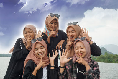 Friends enjoying in city