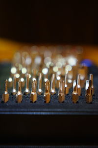 Close-up of screwdrivers on black background toolbox