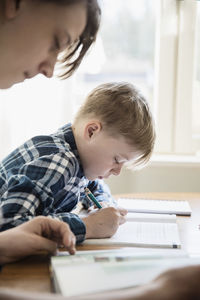 Brothers doing homework