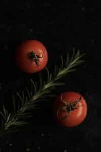 Close-up of orange fruit against black background