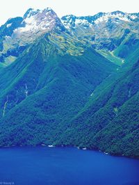 Scenic view of lake and mountains