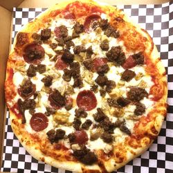 Close-up of pizza on table