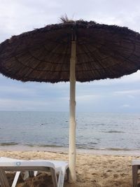 Close-up of beach against sky