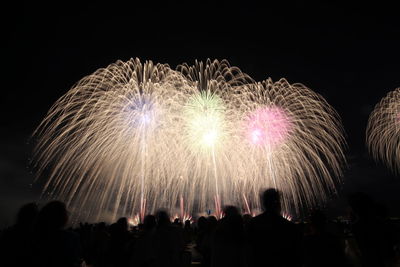 Firework display at night