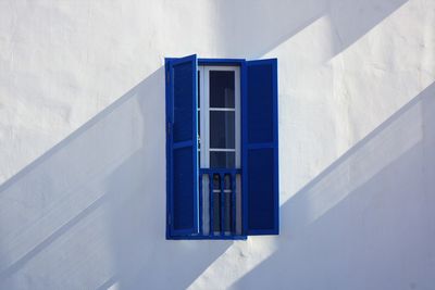 Close-up of window on wall of building