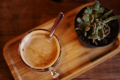 Close-up of coffee cup on table