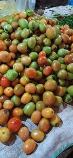 High angle view of fruits for sale in market