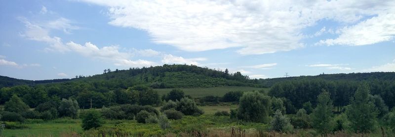 Scenic view of landscape against cloudy sky