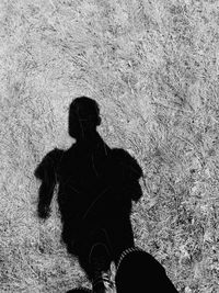 Shadow of woman on field