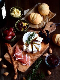 High angle view of food on table