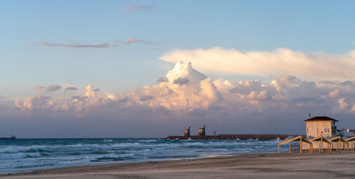 Scenic view of sea against sky during sunset