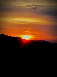 Silhouette landscape at sunset