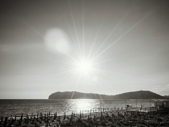 Scenic view of sea against sky on sunny day