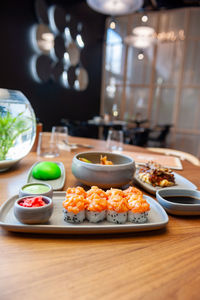 Close-up of food in plate on table