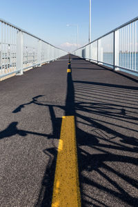 Empty bridge against sky in city