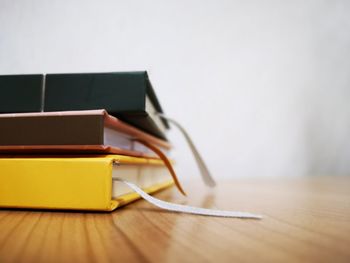 Close-up of open book on table