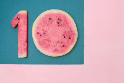 Directly above shot of fruits on table