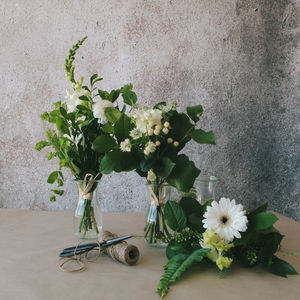 Close-up of flower vase on table