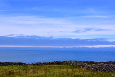 Scenic view of sea against cloudy sky