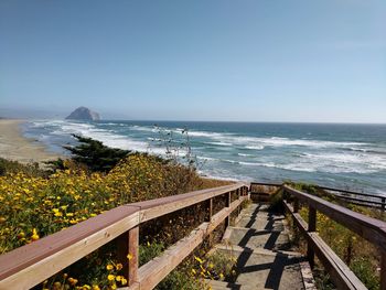 Scenic view of sea against clear sky