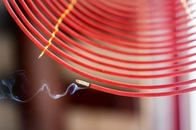 Close-up of spiral incense burning