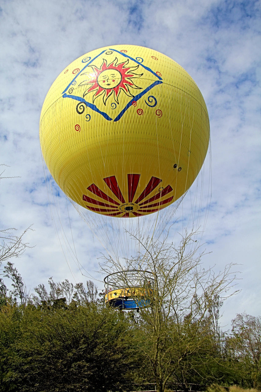 LOW ANGLE VIEW OF HOT AIR BALLOON