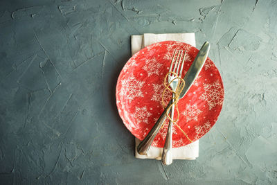 High angle view of heart shape on table