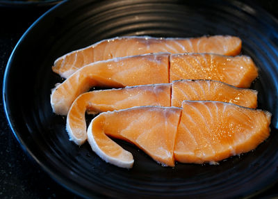 High angle view of fish in plate