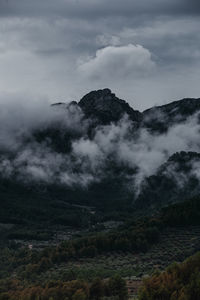 Cloudy and foggy day at the top of the mountain.