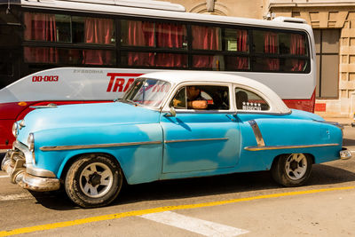 Vintage car on street in city