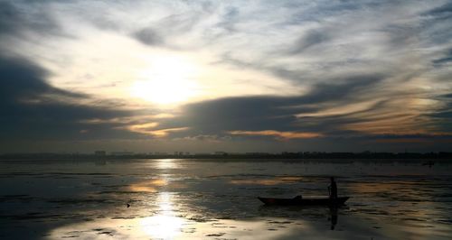 Scenic view of sunset over sea