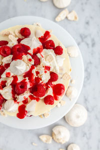 Close-up of dessert in plate on table