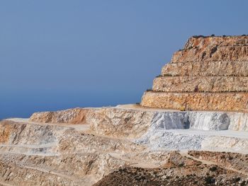 Low angle view of built structure against clear blue sky