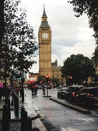 View of clock tower in city