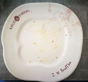 High angle view of egg in plate on table