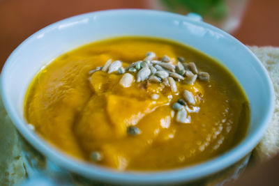 Close-up of soup in bowl