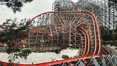 View of rollercoaster against clear sky
