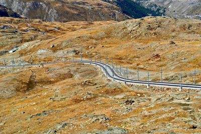 High angle view of road passing through mountain